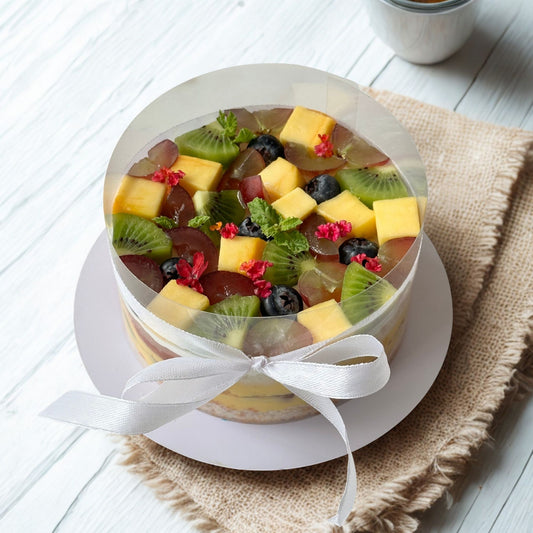 Eggless Signature French Vanilla Fresh Fruit Custard Cake