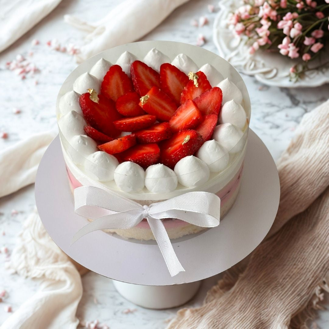 French Vanilla Strawberry Custard  Cake