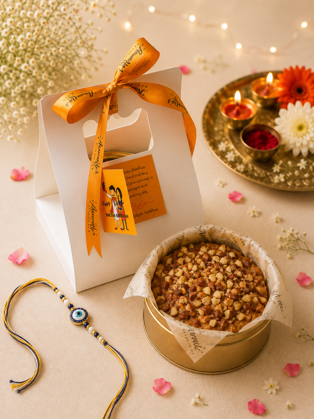 Vanilla Almond and Cranberry Tea Cake Hamper Rakhi Spl